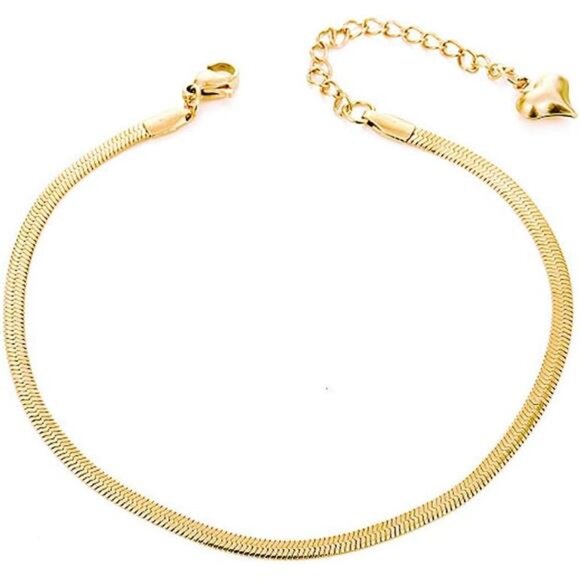 Gold Anklets for Women Waterproof,18K Gold Plated Anklet for Women Snake Chain - Picture 1 of 7